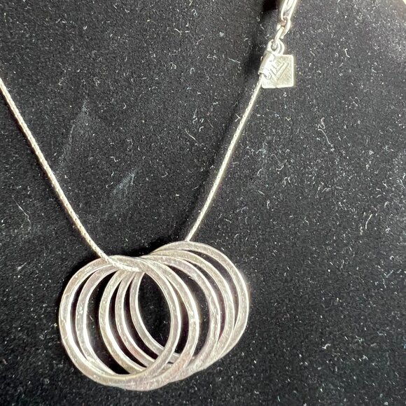 Silpada Sterling Silver 5 Textured Ring Pendant Necklace, 17.5in Long - Picture 2 of 4